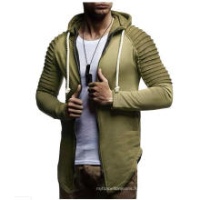 65 % Cotton Men′s Casual Sports Cardigan Hoodie Striped Patchwork Color Hoodie